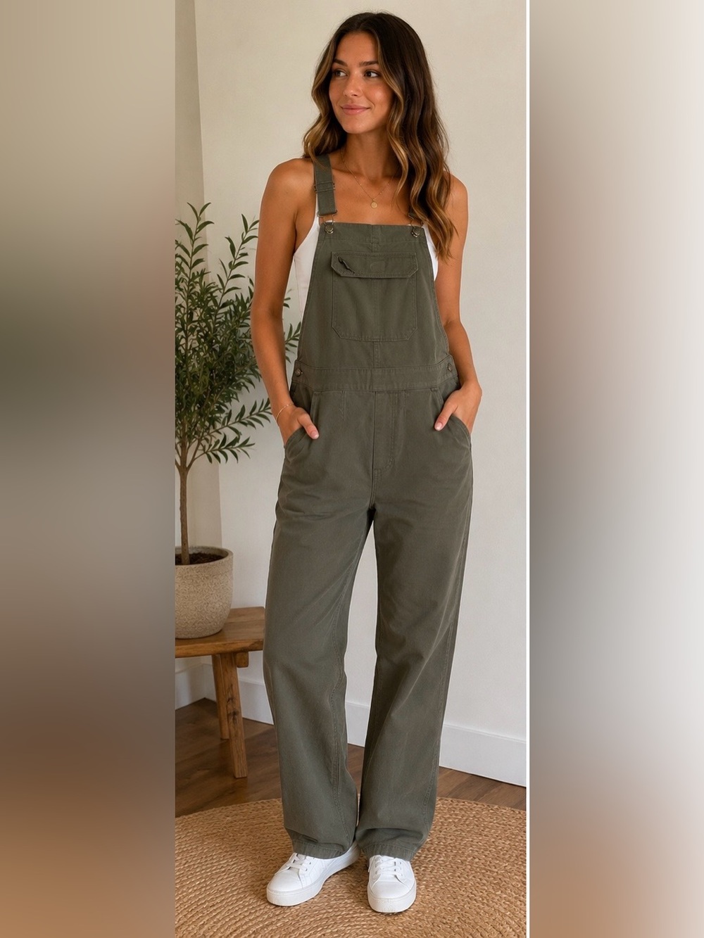 The North Face Olive Green Overalls Jumpsuit